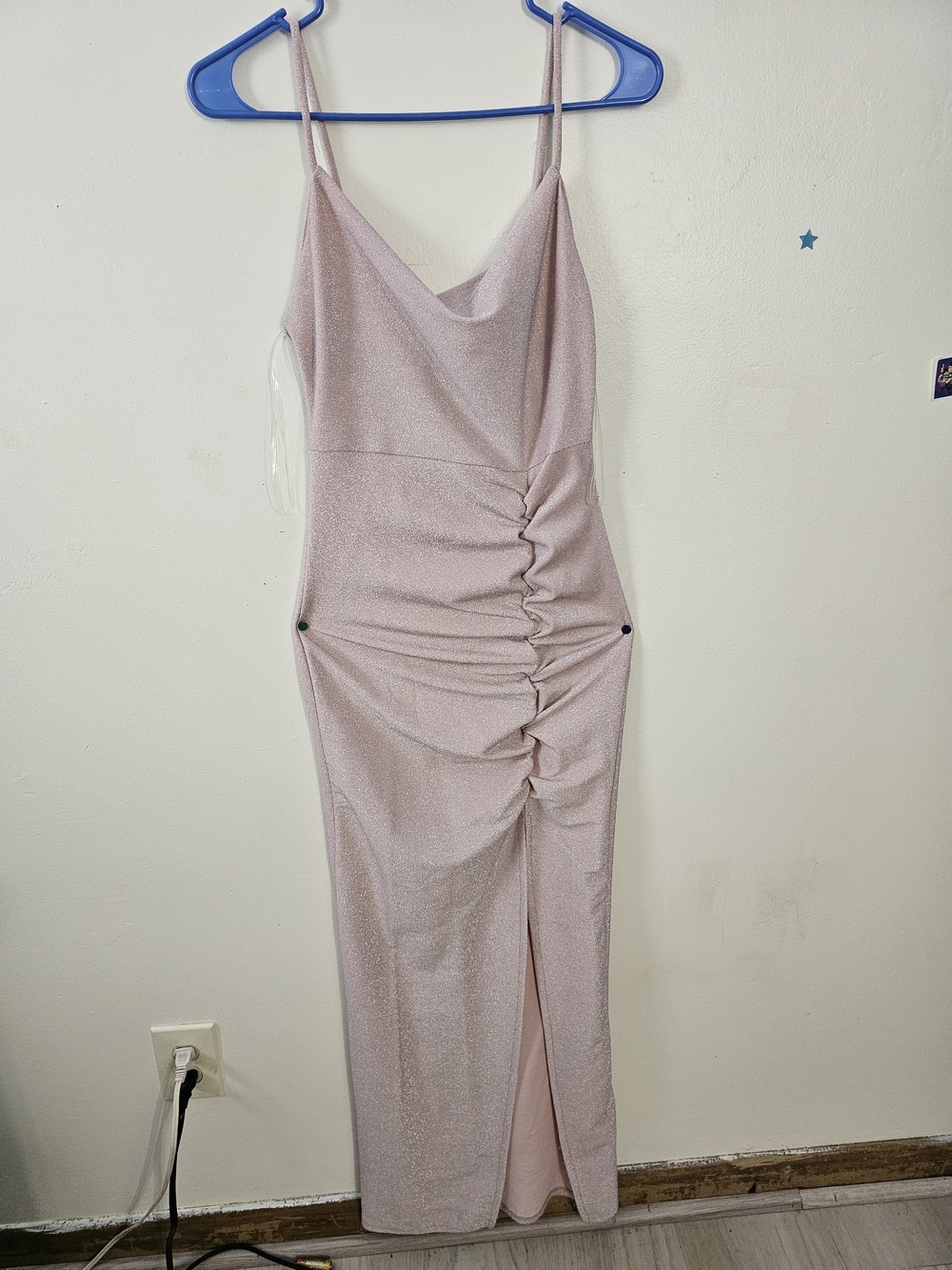 Elegant Pink Ruched Slip Dress Medium size and Stretchy